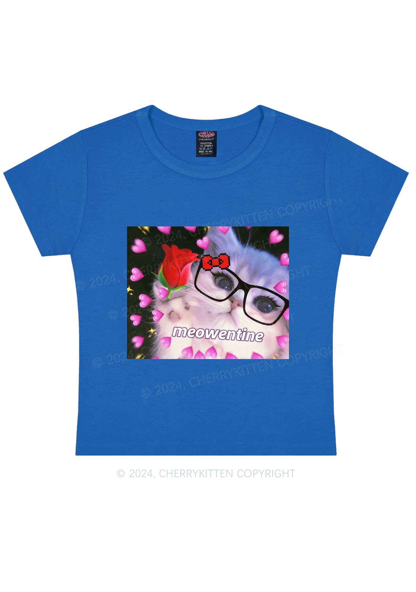 Meowentine Kitty Y2K Valentine's Day Baby Tee Cherrykitten