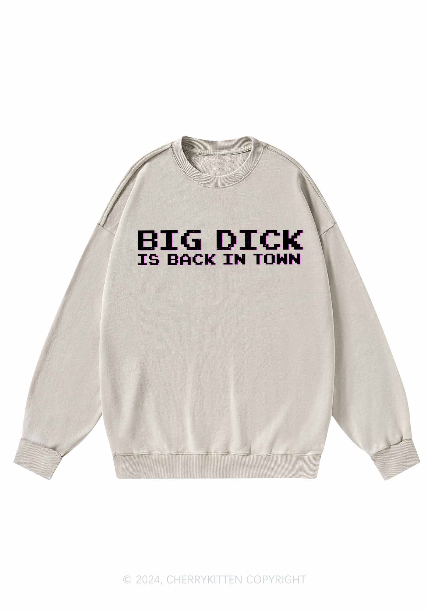 Big Is Back In Town Y2K Washed Sweatshirts Cherrykitten