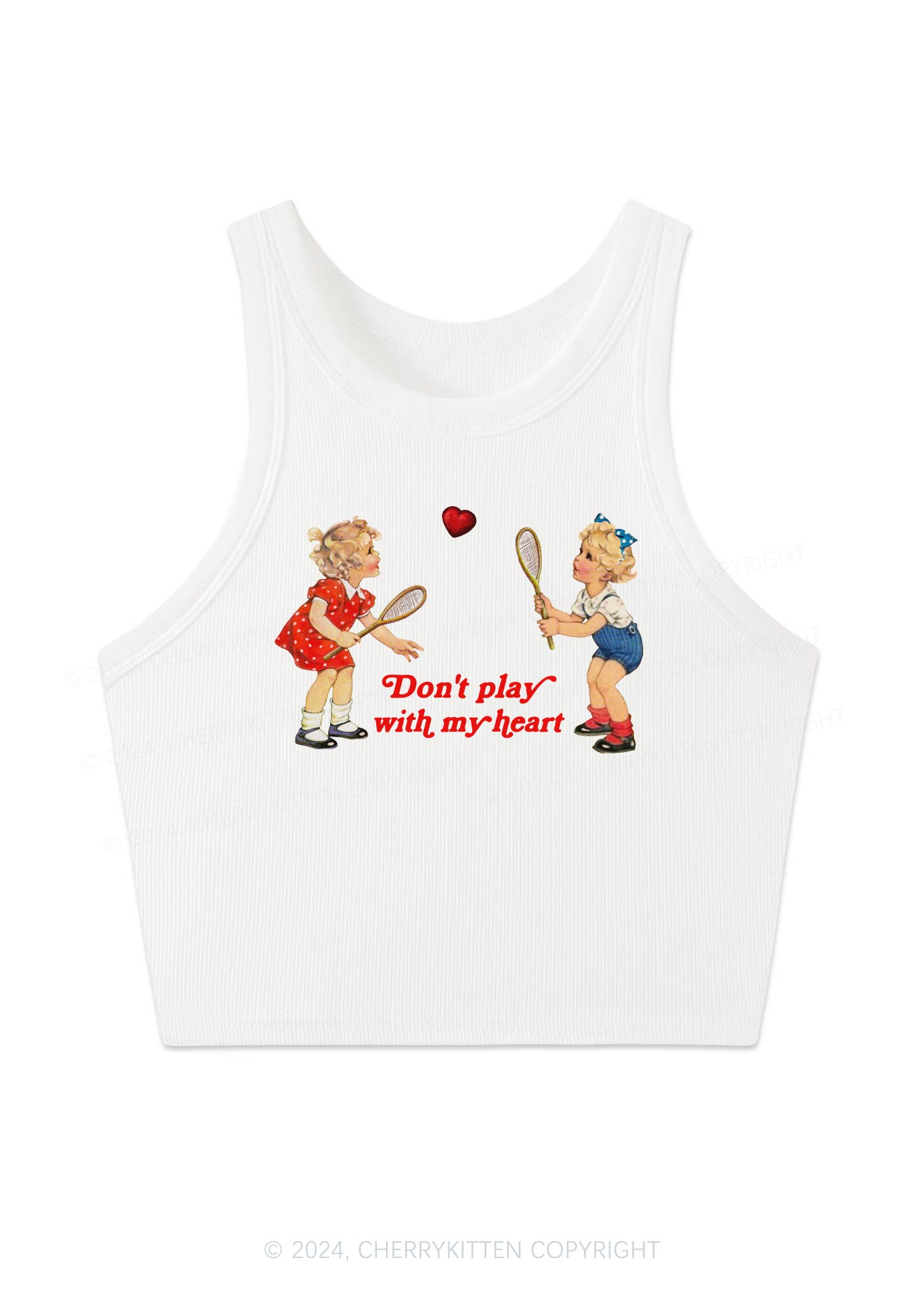 Don't Play With My Heart Y2K Crop Tank Top Cherrykitten