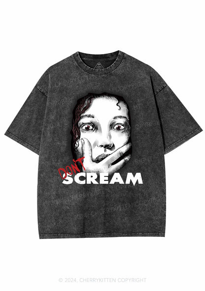 Halloween Dont Scream Girl Y2K Washed Tee Cherrykitten