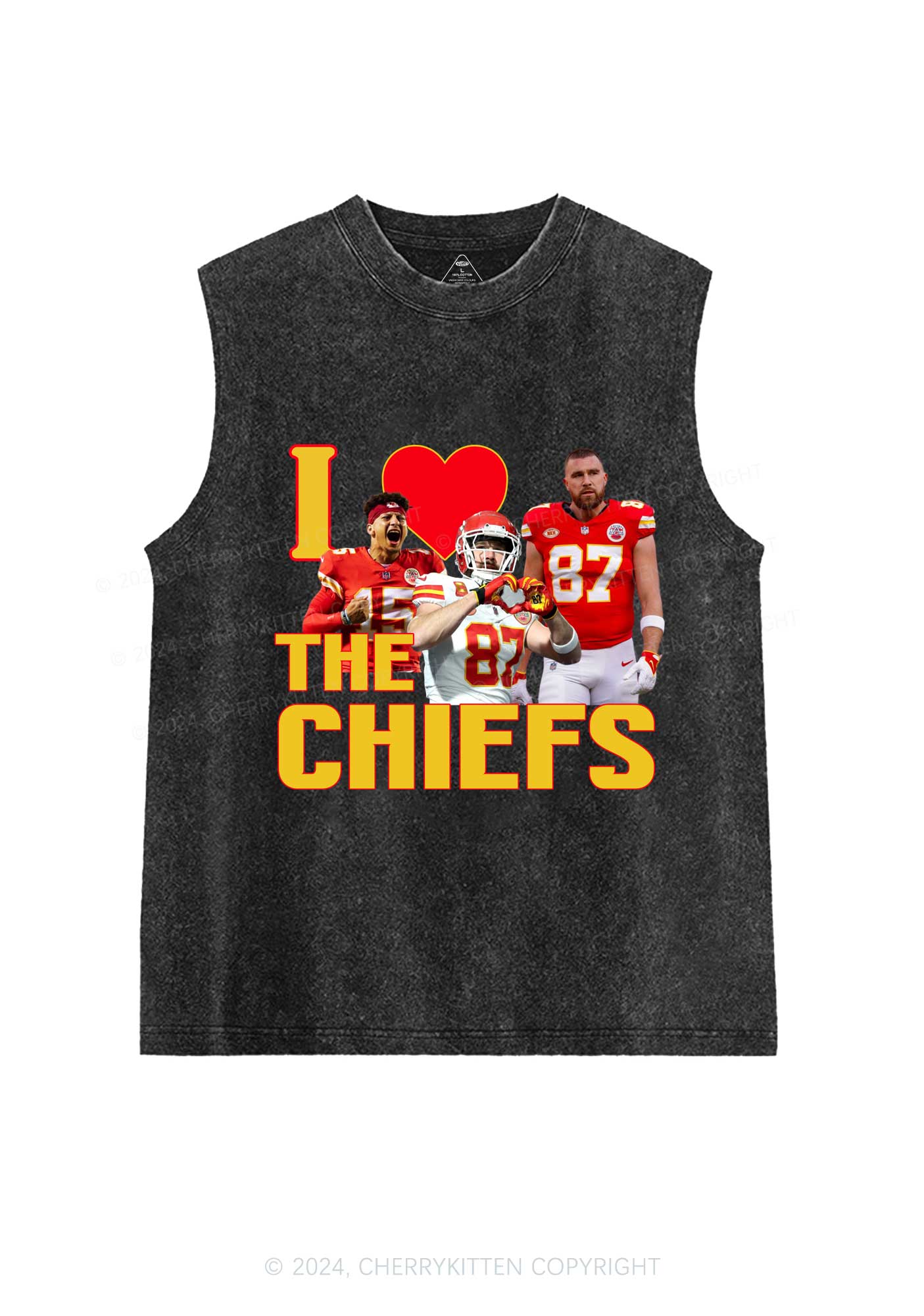 Custom I Love Chiefs Y2K Super Bowl Washed Tank Cherrykitten