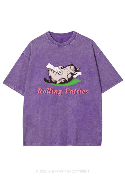 Rolling Fatties Cat Y2K Washed Tee Cherrykitten