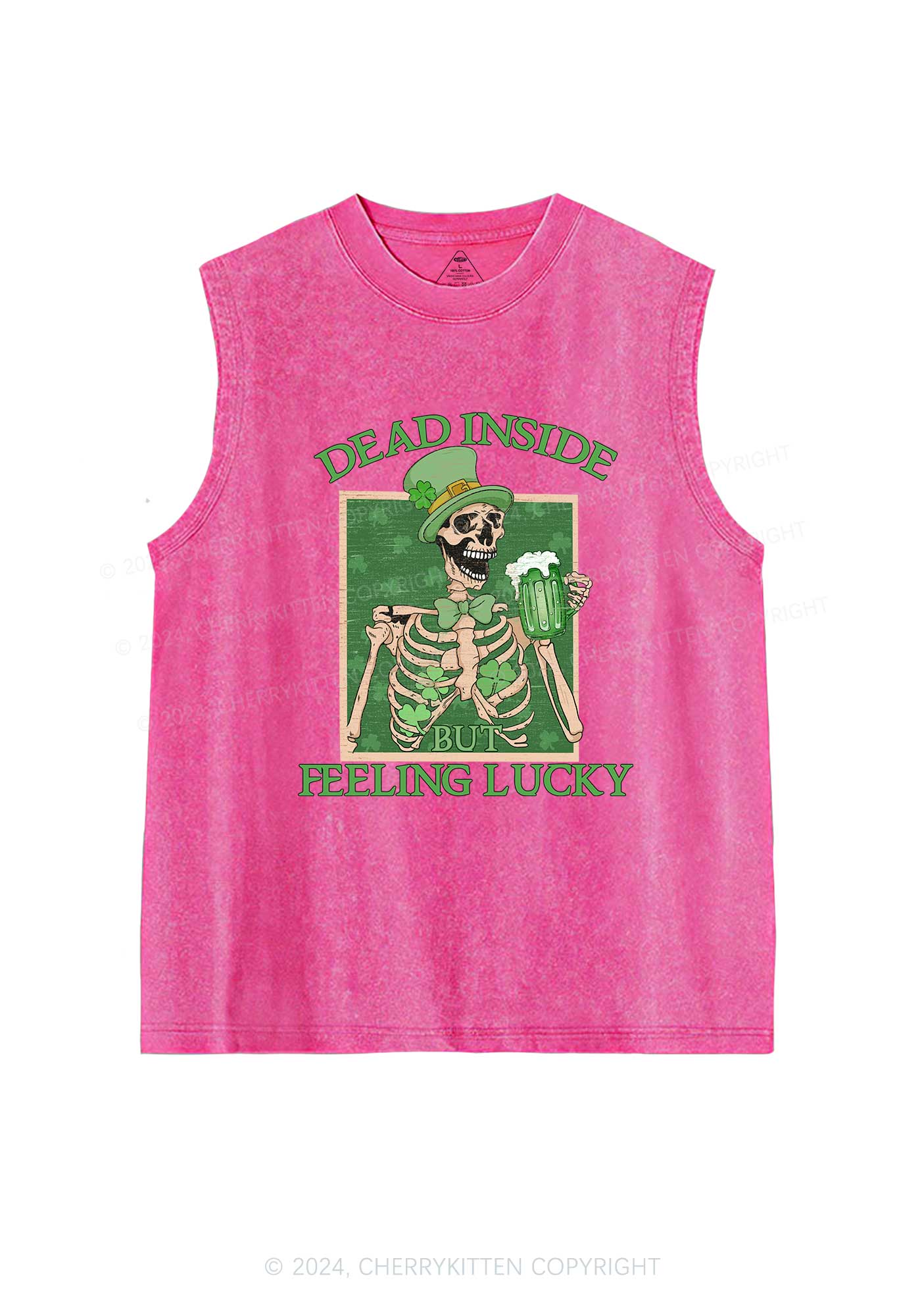 Feeling Lucky St Patricks Y2K Washed Tank Cherrykitten