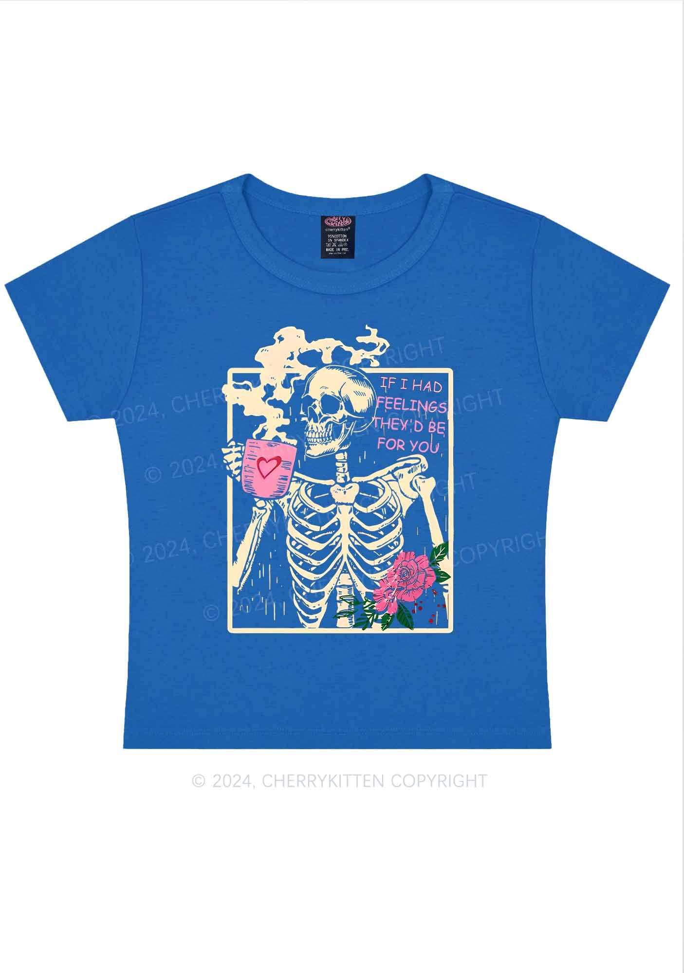 Skeleton Had Feelings Y2K Valentine's Day Baby Tee Cherrykitten