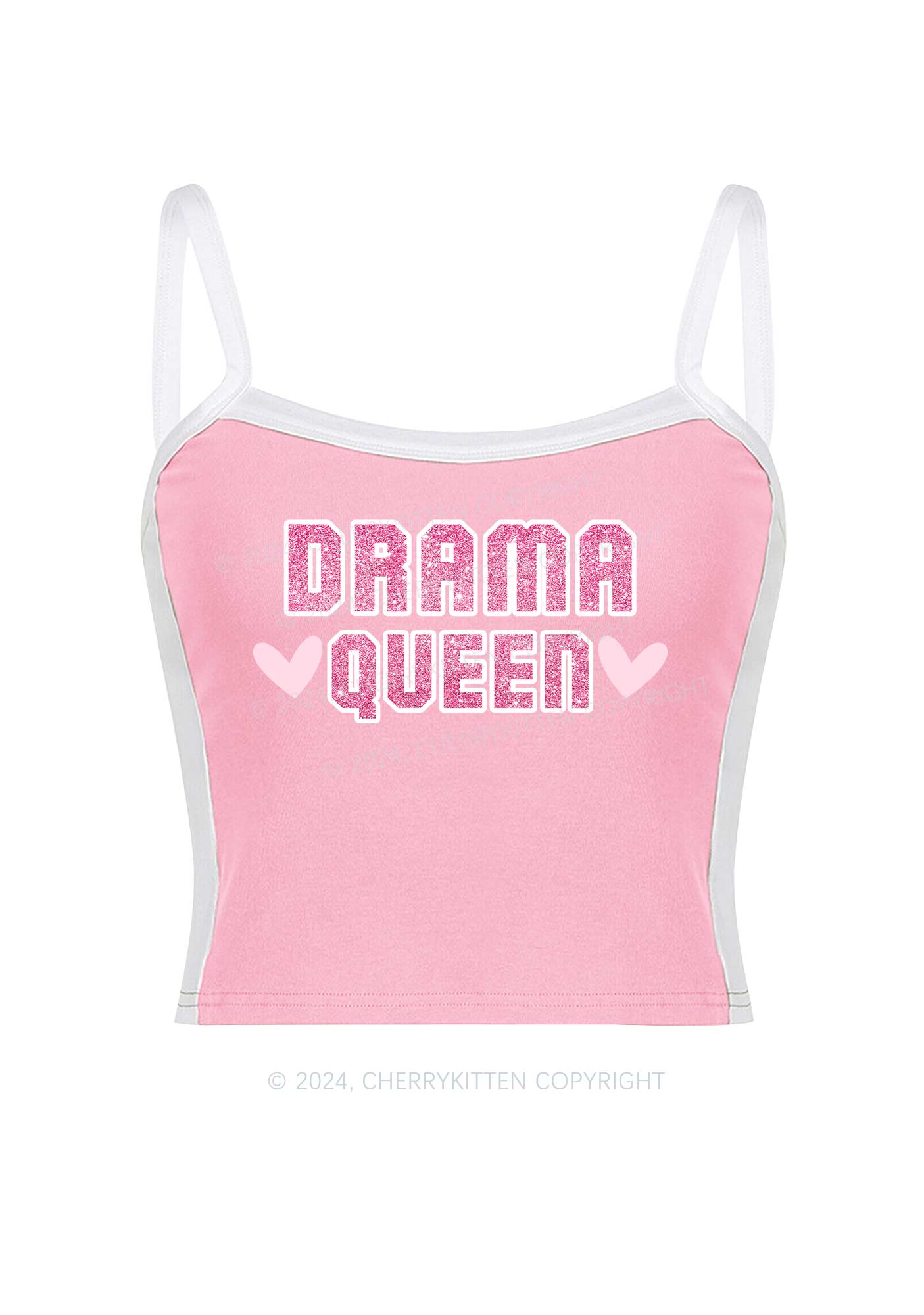 Drama Queen Y2K Color Block Crop Cami Top Cherrykitten