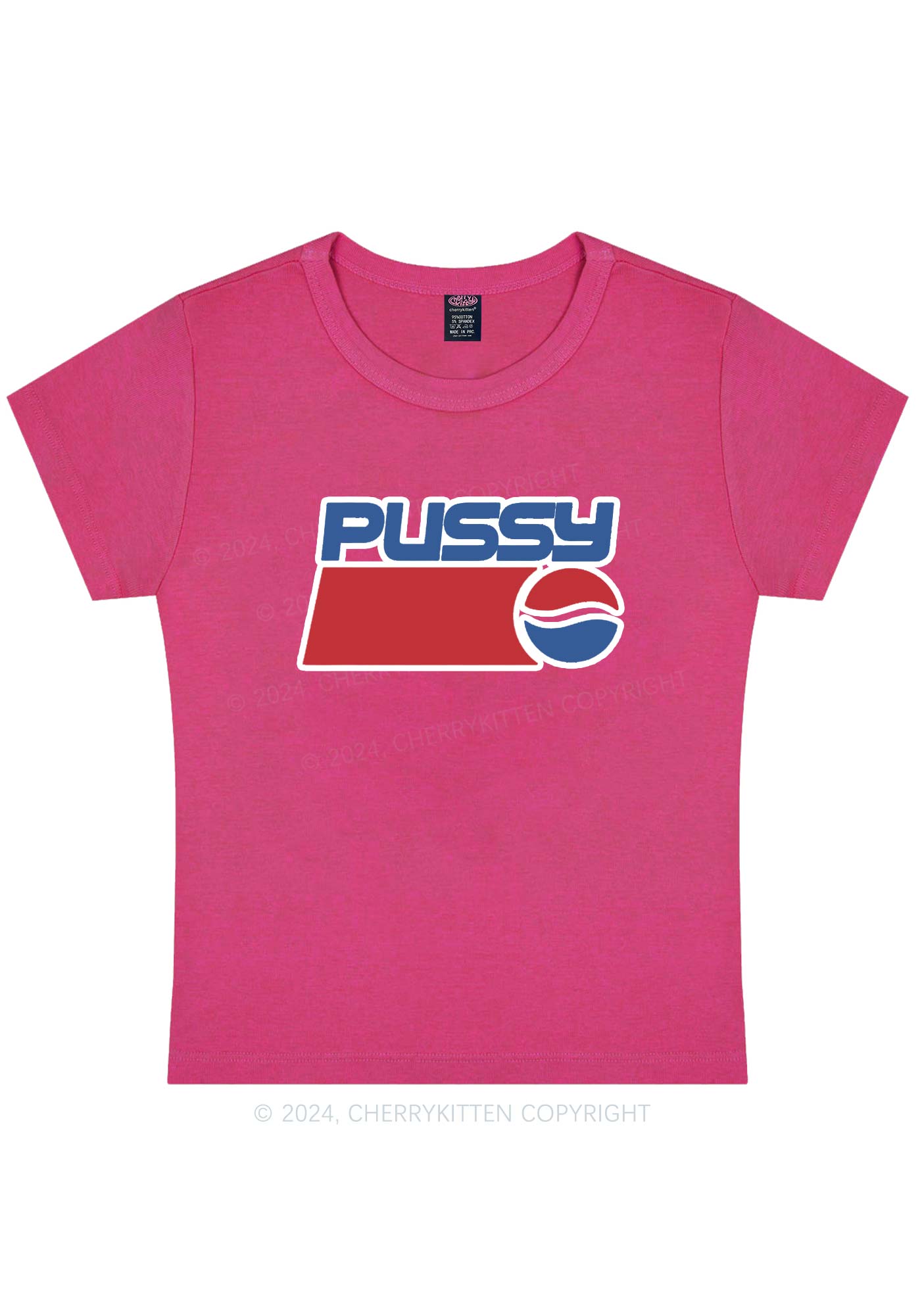 Red Blue Puxxy Y2K Baby Tee Cherrykitten