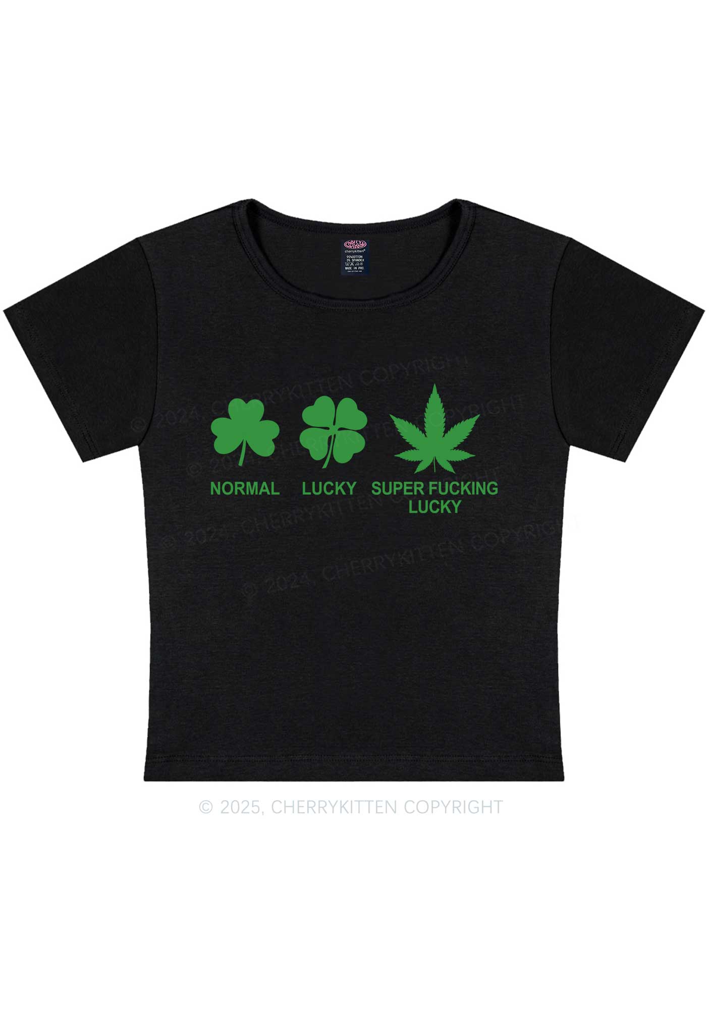 Super Fxxking Lucky St Patricks Y2K Baby Tee Cherrykitten