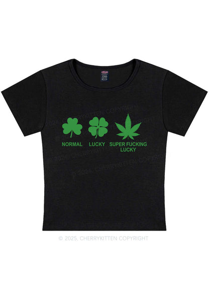 Super Fxxking Lucky St Patricks Y2K Baby Tee Cherrykitten