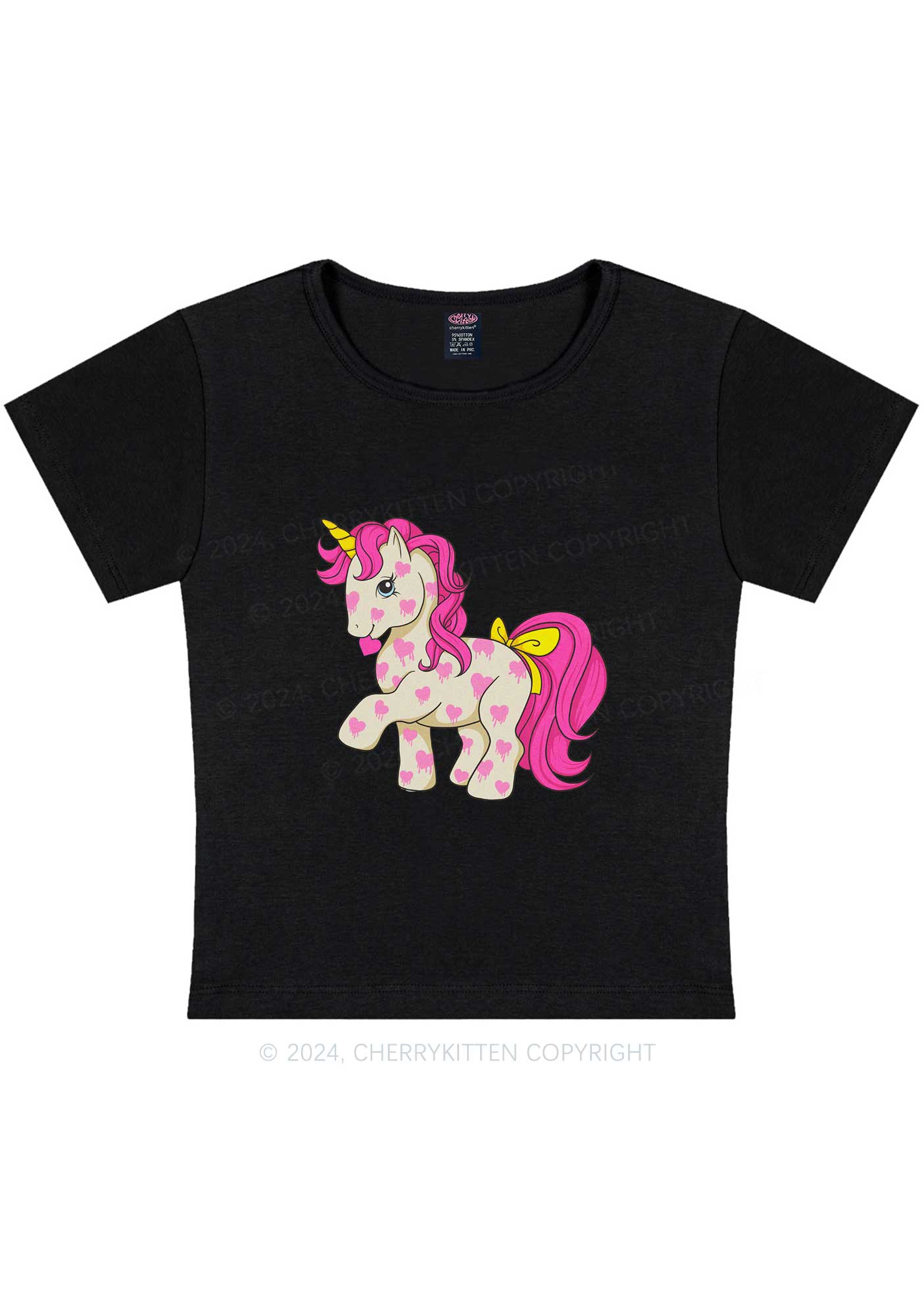 Pink Heart Unicorn Y2K Valentine's Day Baby Tee Cherrykitten