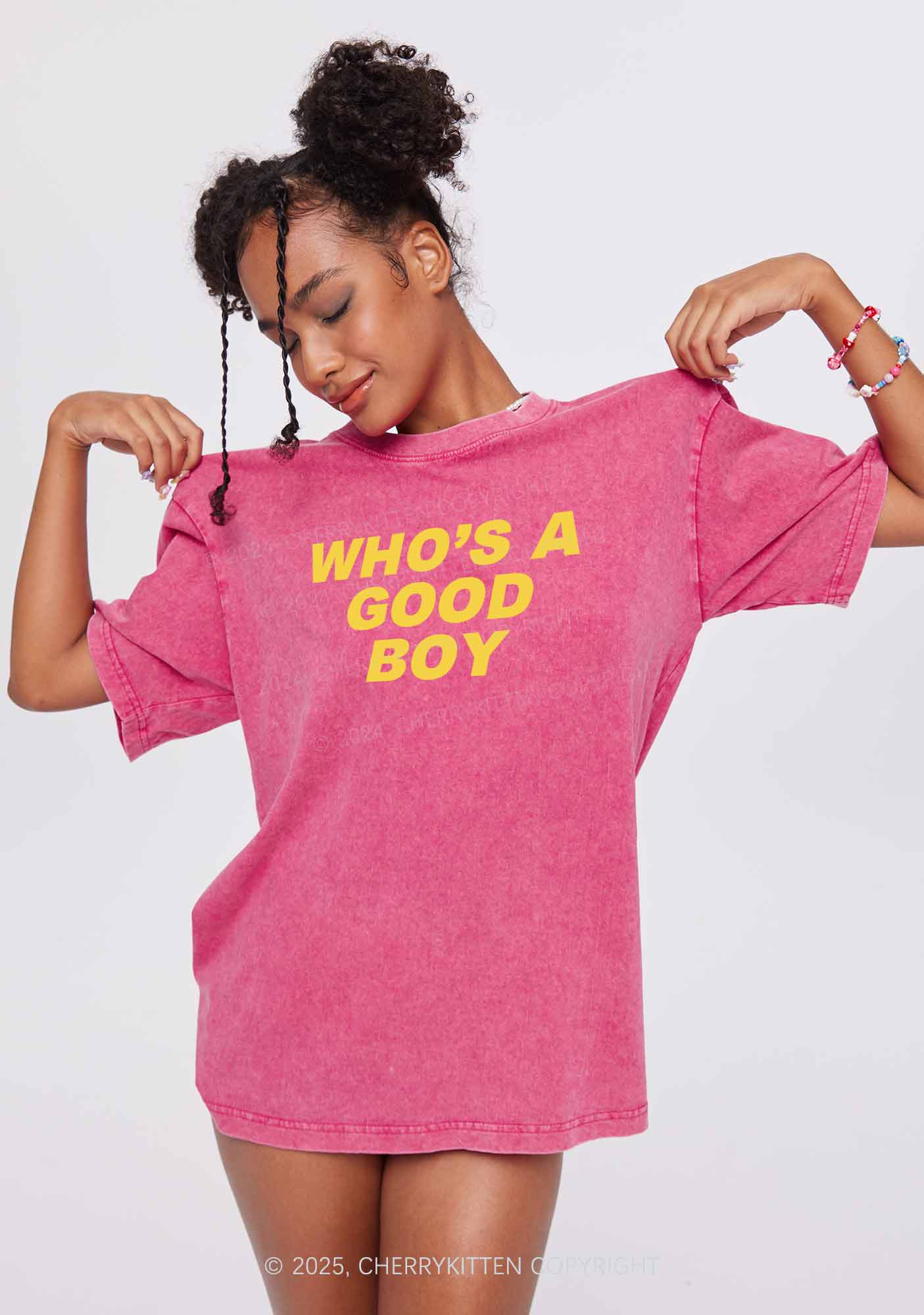 Who's A Good Boy Y2K Washed Tee Cherrykitten