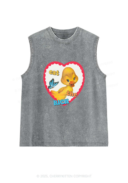 Eat The Rich Duck Y2K Washed Tank Cherrykitten