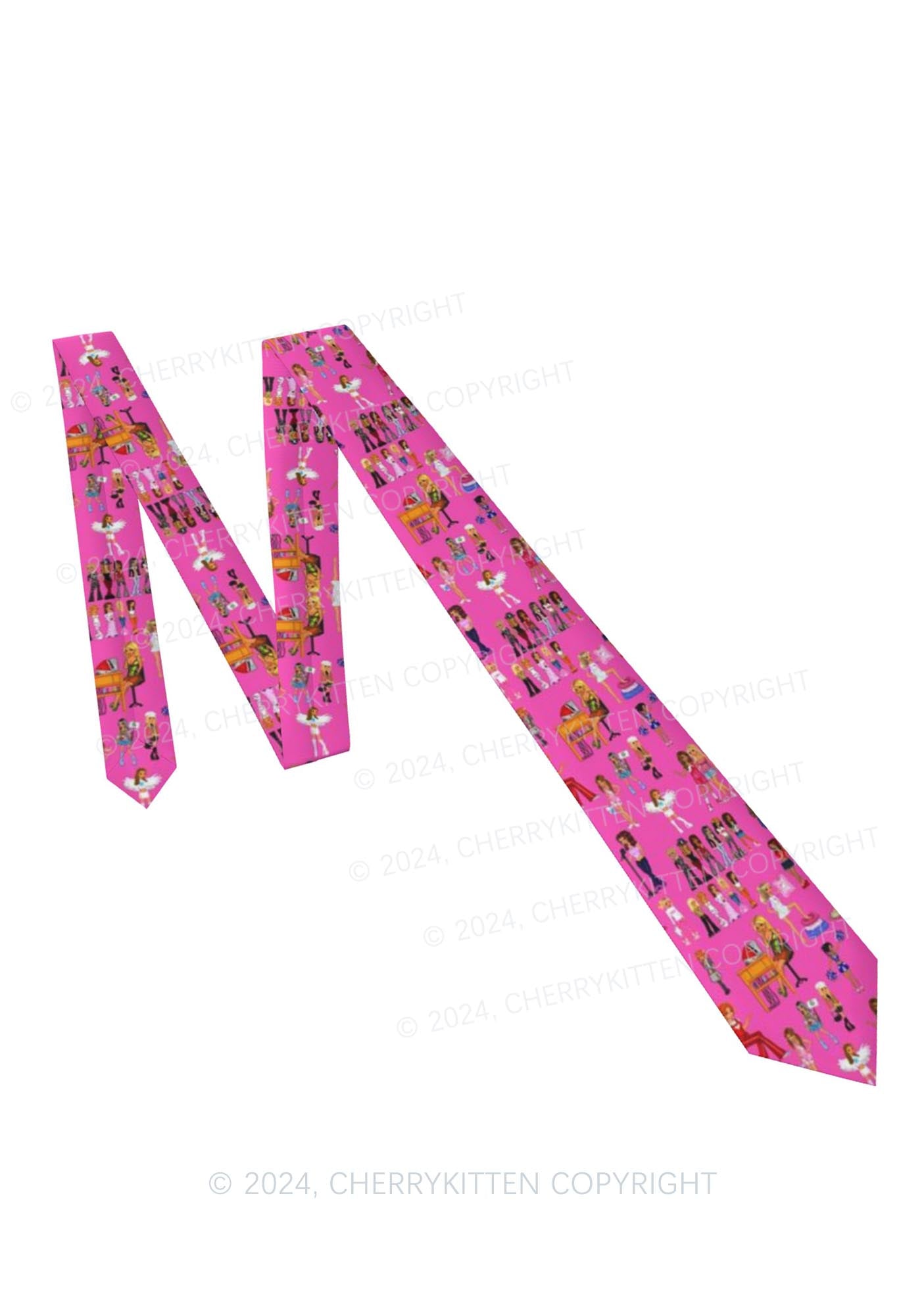 Hot Pink Fairy Girls Y2K Necktie Cherrykitten