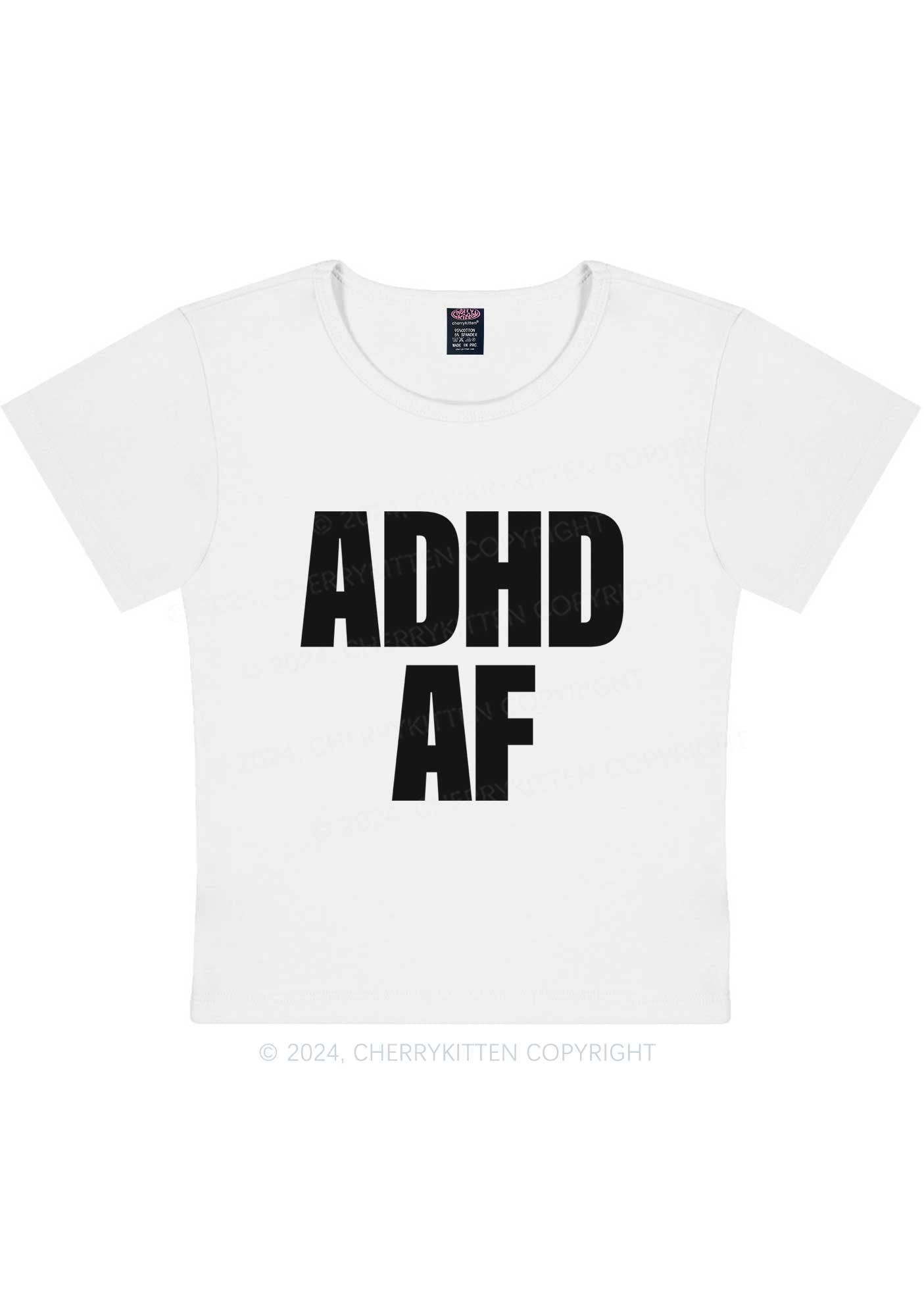 ADHD AF Y2K Baby Tee Cherrykitten