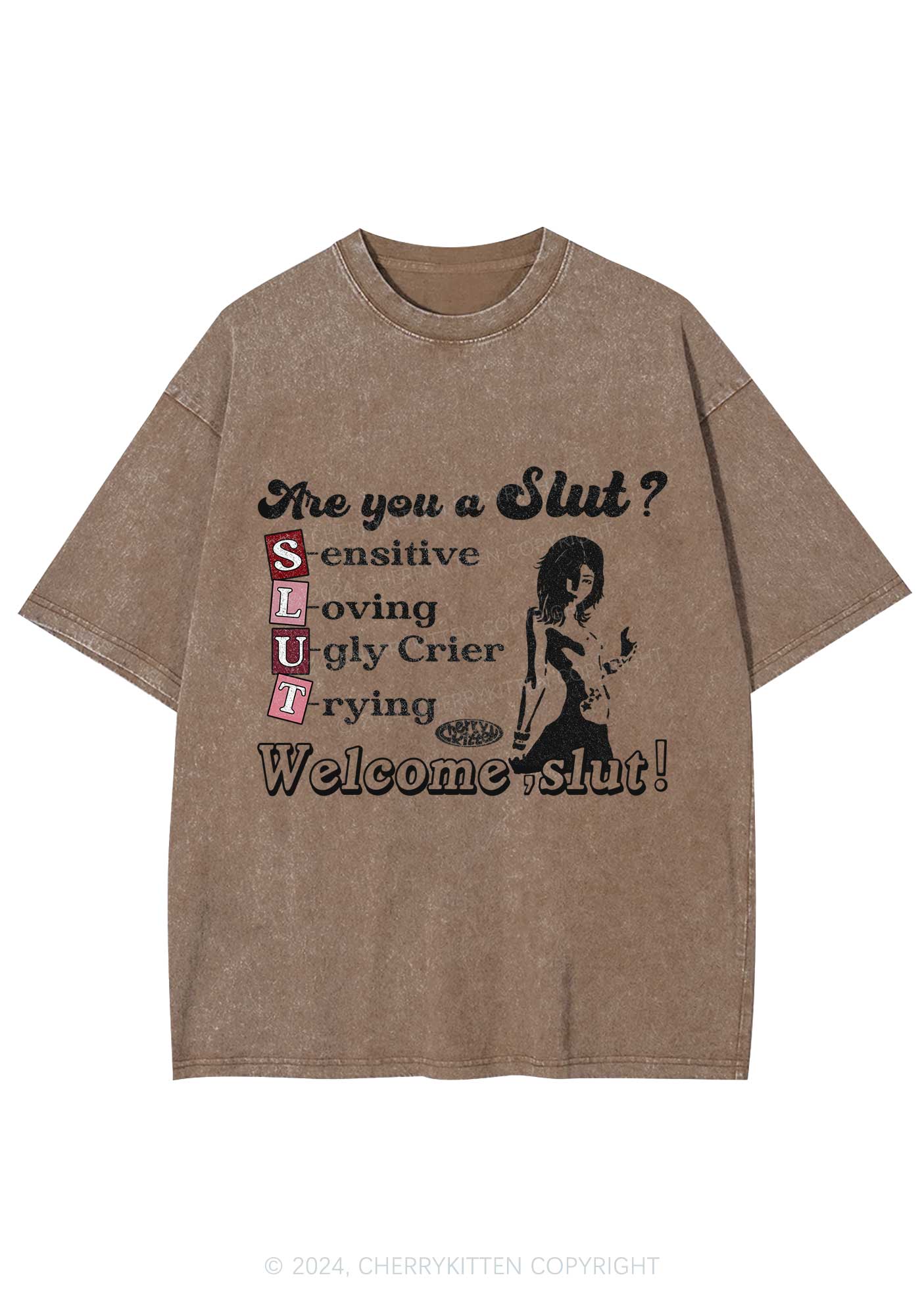 Welcome Slxt Y2K Washed Tee Cherrykitten