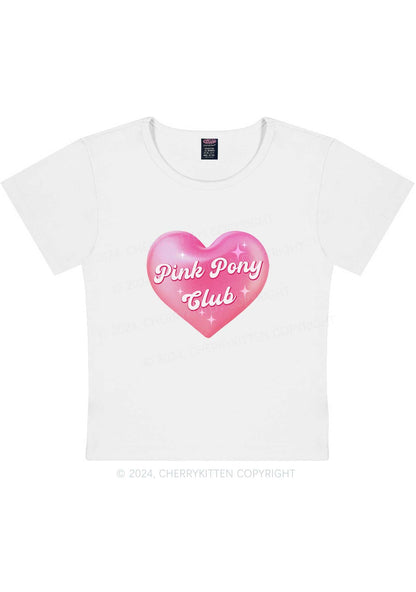 Curvy Pink Heart Pony Club Y2K Baby Tee Cherrykitten