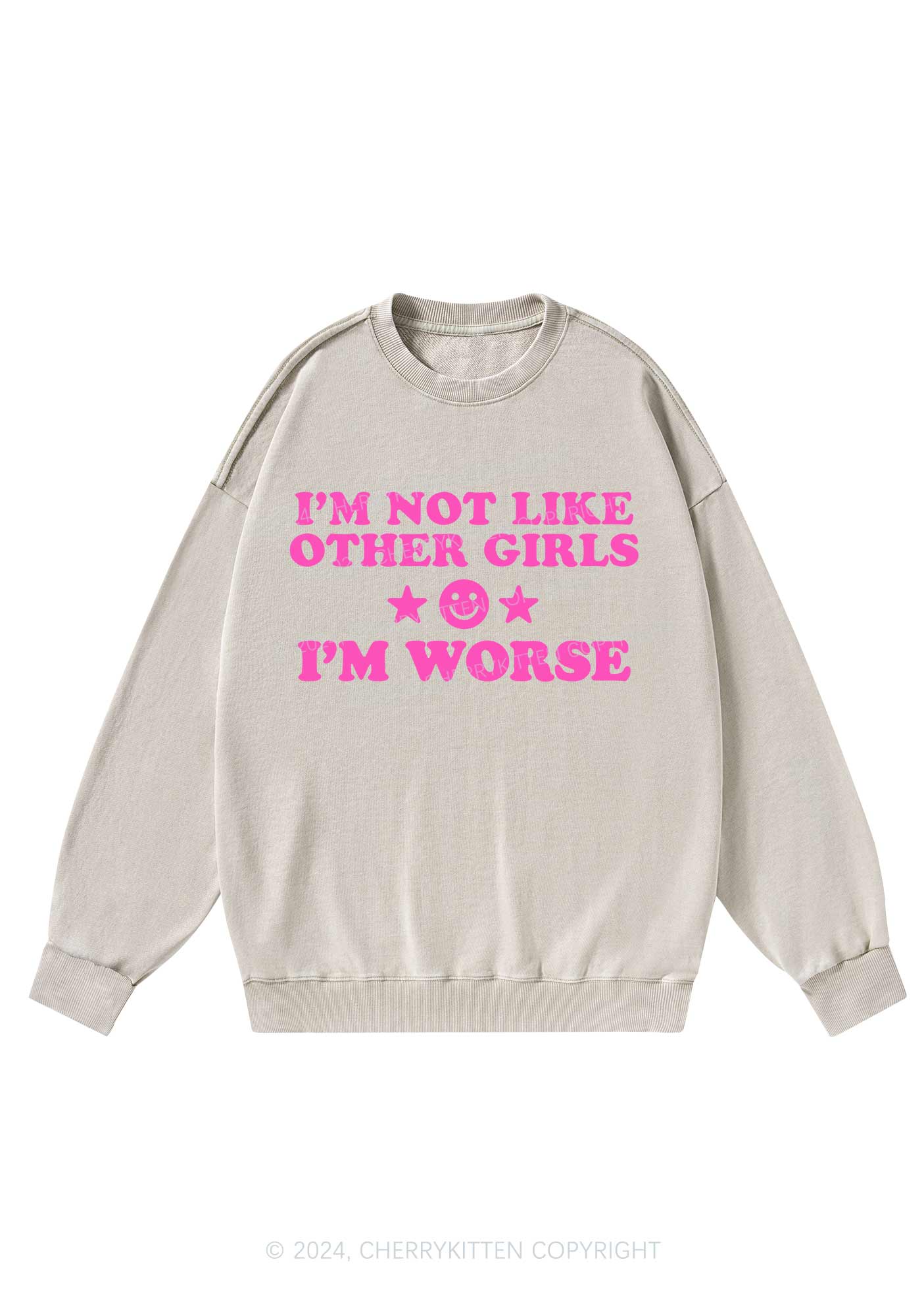 I'm Worse Y2K Washed Sweatshirts Cherrykitten