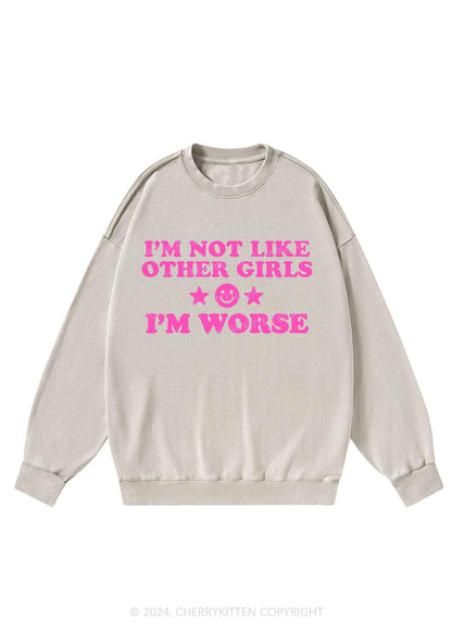 I'm Worse Y2K Washed Sweatshirts Cherrykitten