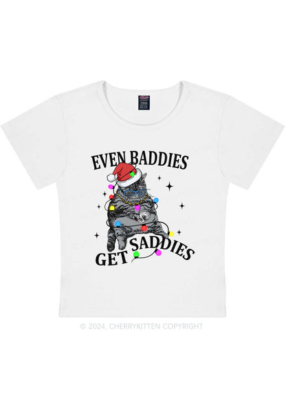 Christmas Baddie Cat Y2K Baby Tee Cherrykitten