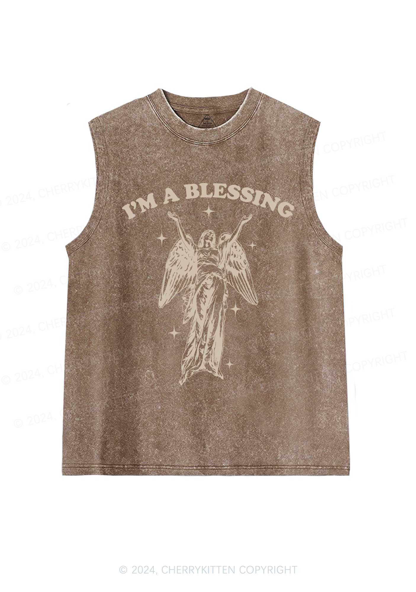 I'm A Blessing Y2K Washed Tank Cherrykitten