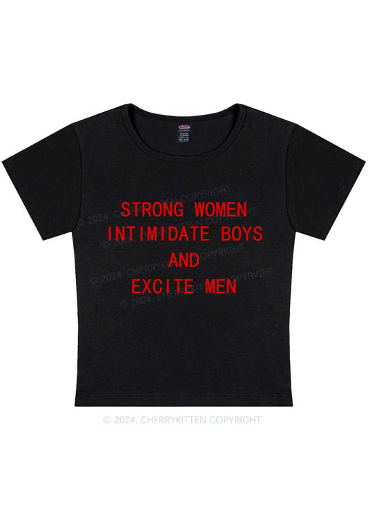 Strong Women Excite Men Y2K Baby Tee Cherrykitten