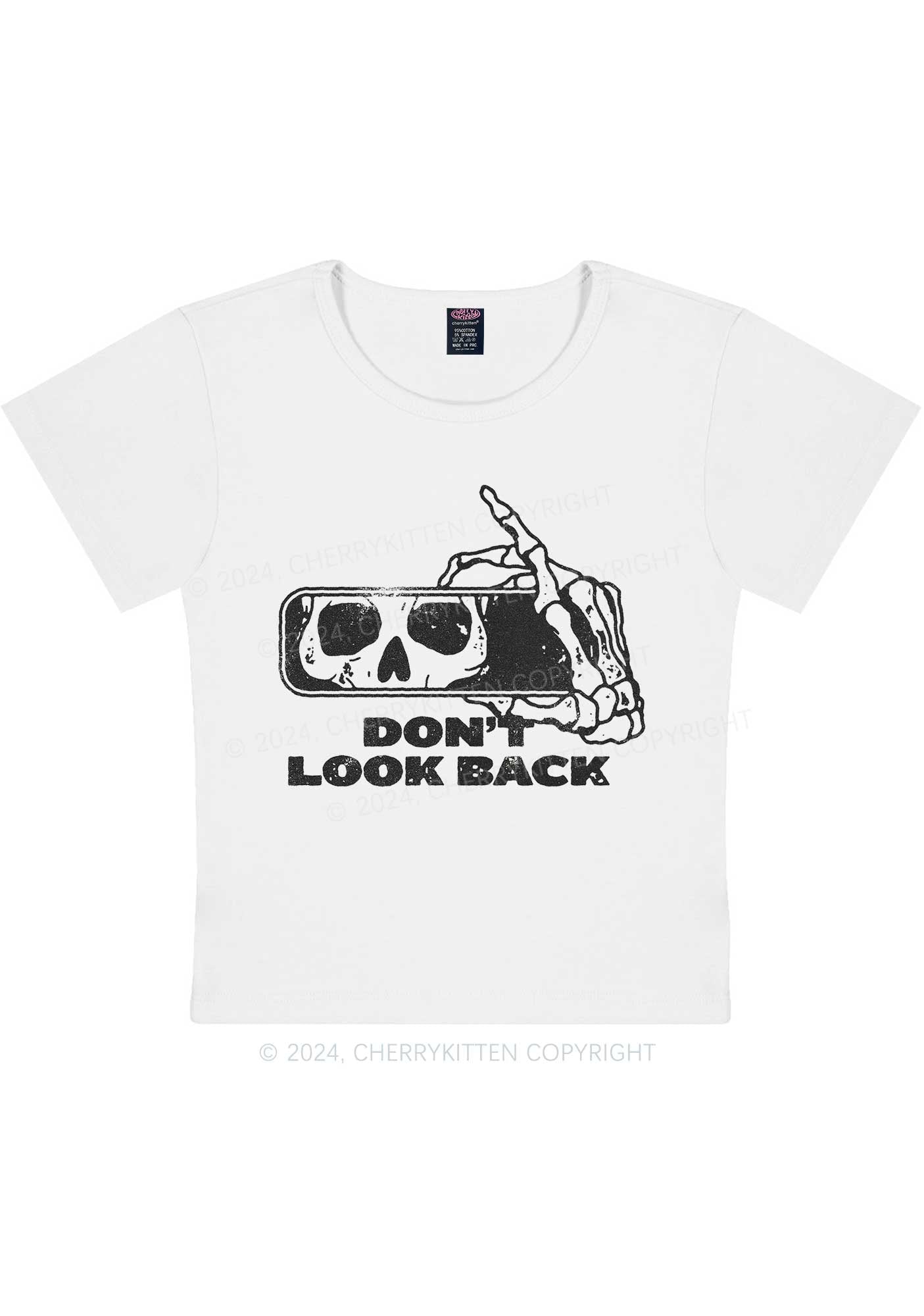 Halloween Don't Look Back Y2K Baby Tee Cherrykitten