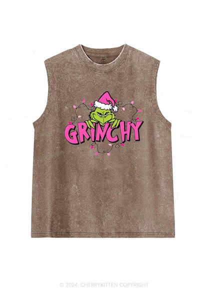 Christmas Pink Lights Y2K Washed Tank Cherrykitten