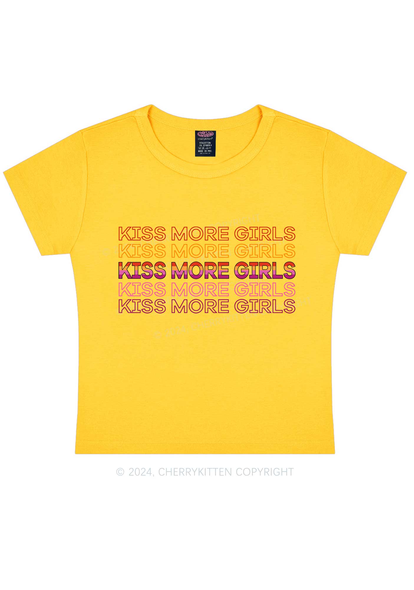 Kiss More Girls Y2K Baby Tee Cherrykitten