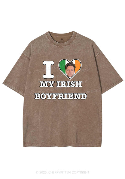 Custom Irish Boyfriend Photo St Patricks Y2K Washed Tee Cherrykitten