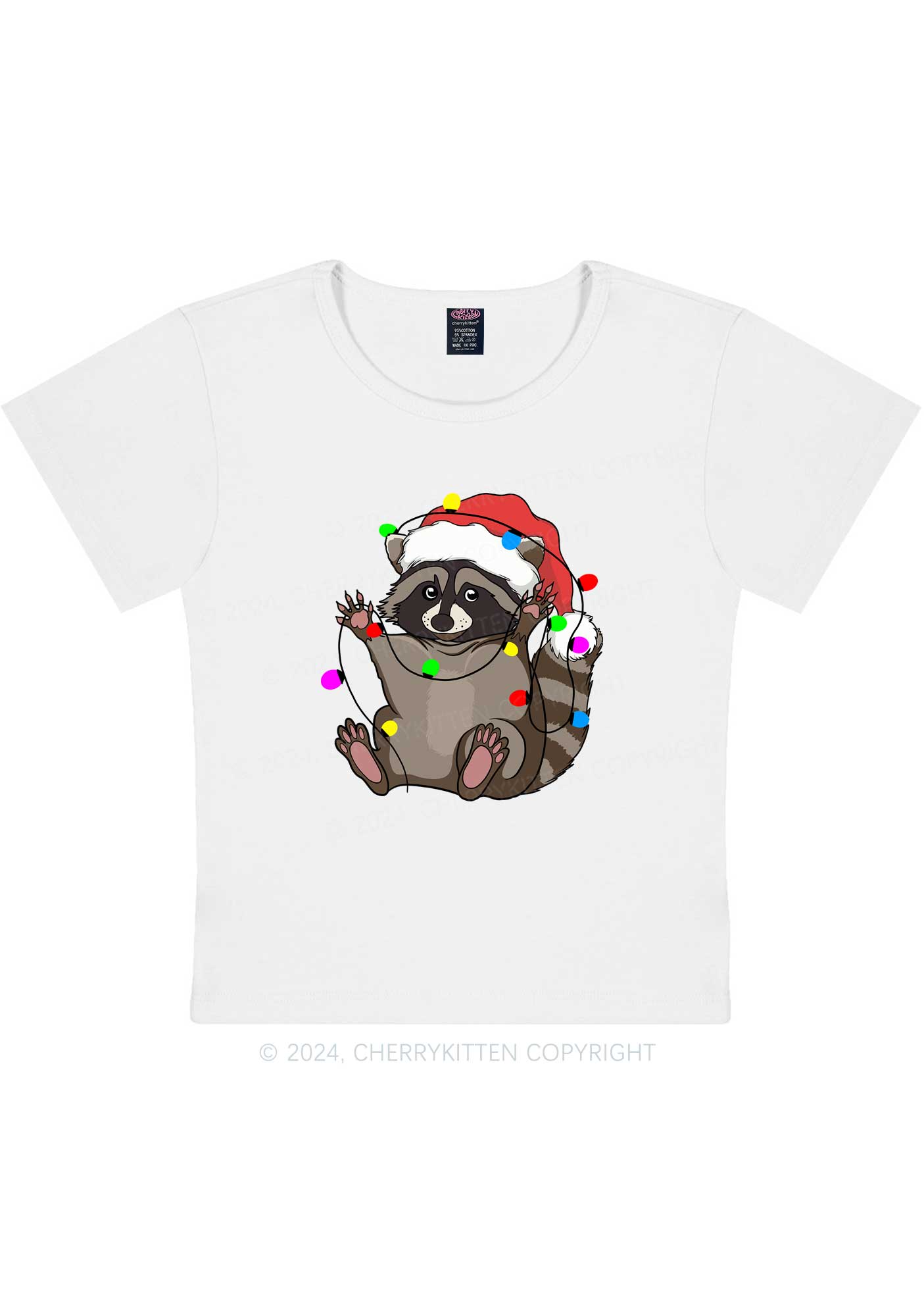 Christmas Raccoon Y2K Baby Tee Cherrykitten