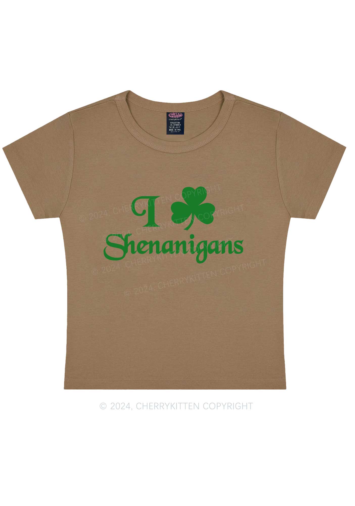 I Love Shenanigans St Patricks Y2K Baby Tee Cherrykitten