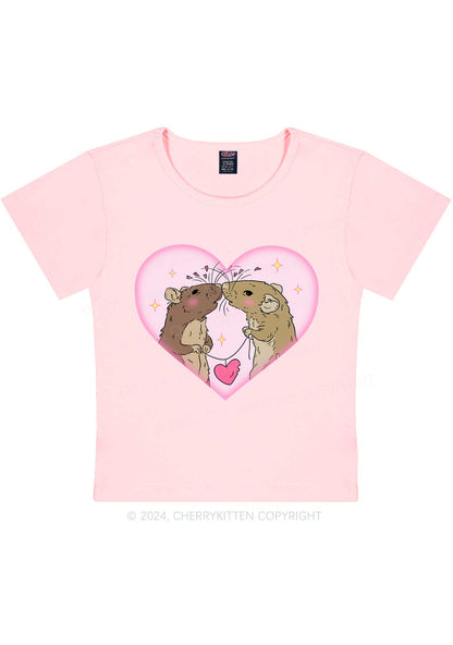 Two Rats Kiss Y2K Valentine's Day Baby Tee Cherrykitten