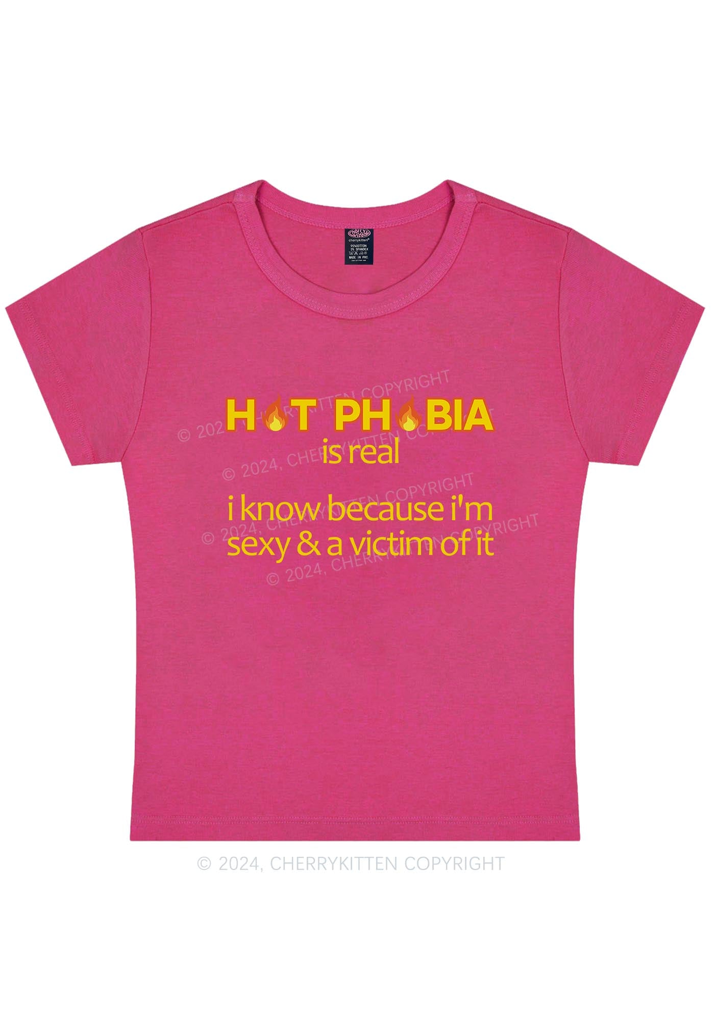 Curvy Hot Phobia Is Real Y2K Baby Tee Cherrykitten