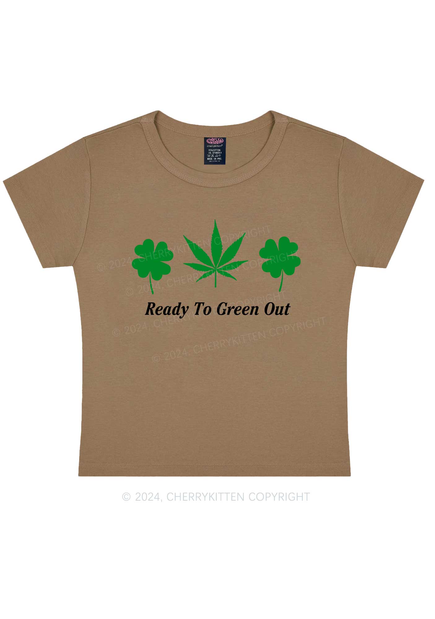 Ready To Green Out St Patricks Y2K Baby Tee Cherrykitten