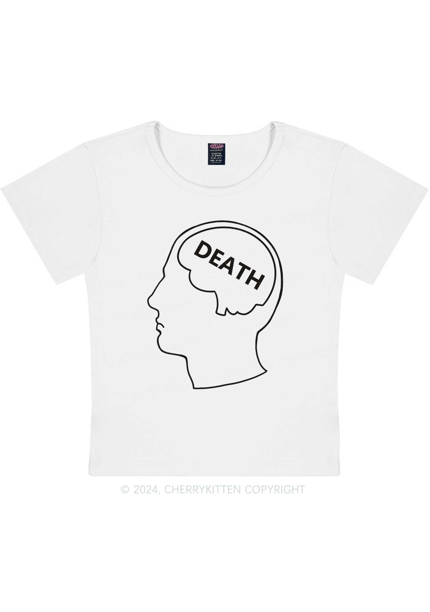 Death In Mind Y2K Baby Tee Cherrykitten