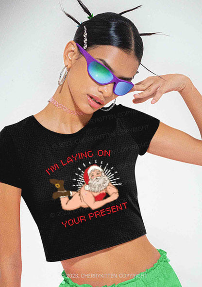 I'm Laying On Your Present Christmas Y2K Baby Tee Cherrykitten