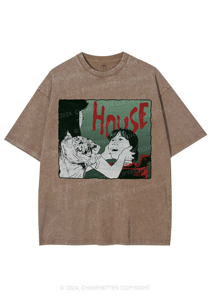 Halloween Blood House Y2K Washed Tee Cherrykitten