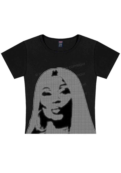 NM Pixel Portrait Y2K Baby Tee Cherrykitten