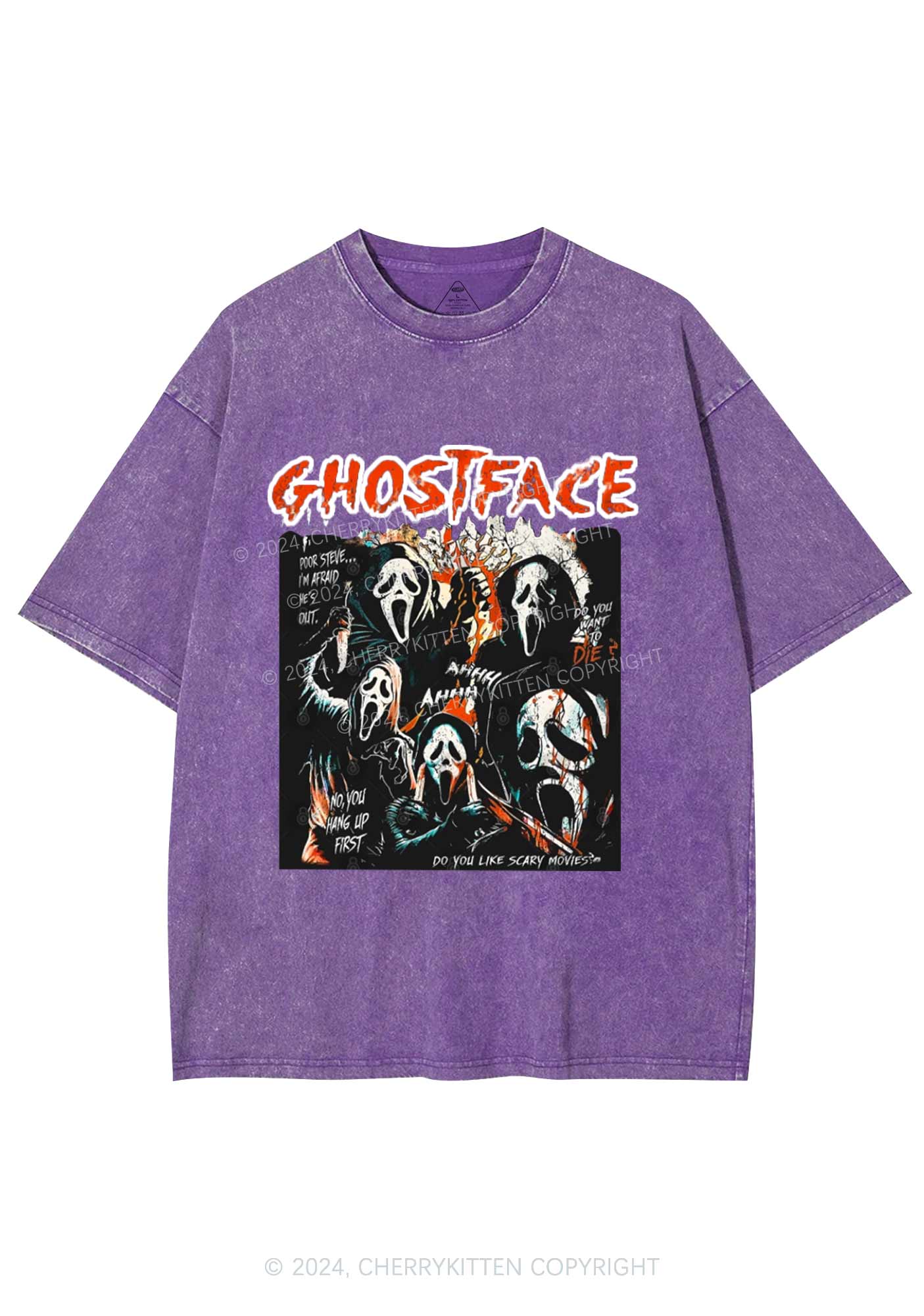 Halloween Scream Ghost Y2K Washed Tee Cherrykitten