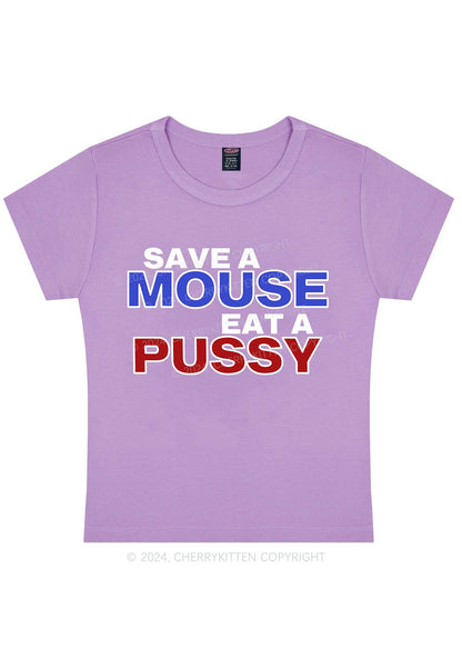 Curvy Save A Mouse Y2K Baby Tee Cherrykitten