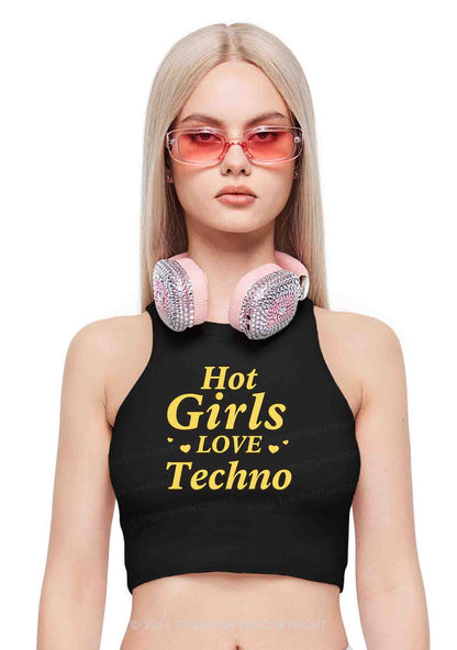 Hot Girls Love Techno Y2K Crop Tank Top Cherrykitten