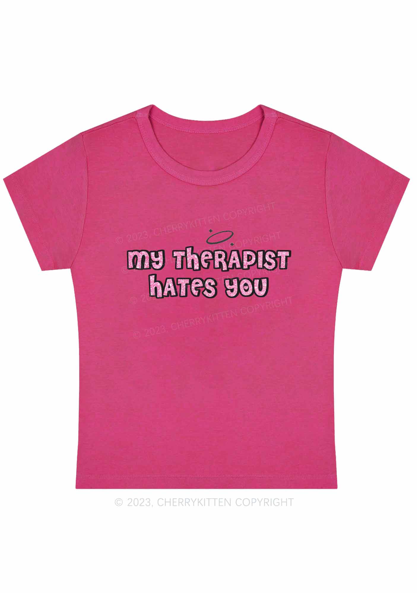 My Therapist Hates You Halo Y2K Baby Tee Cherrykitten