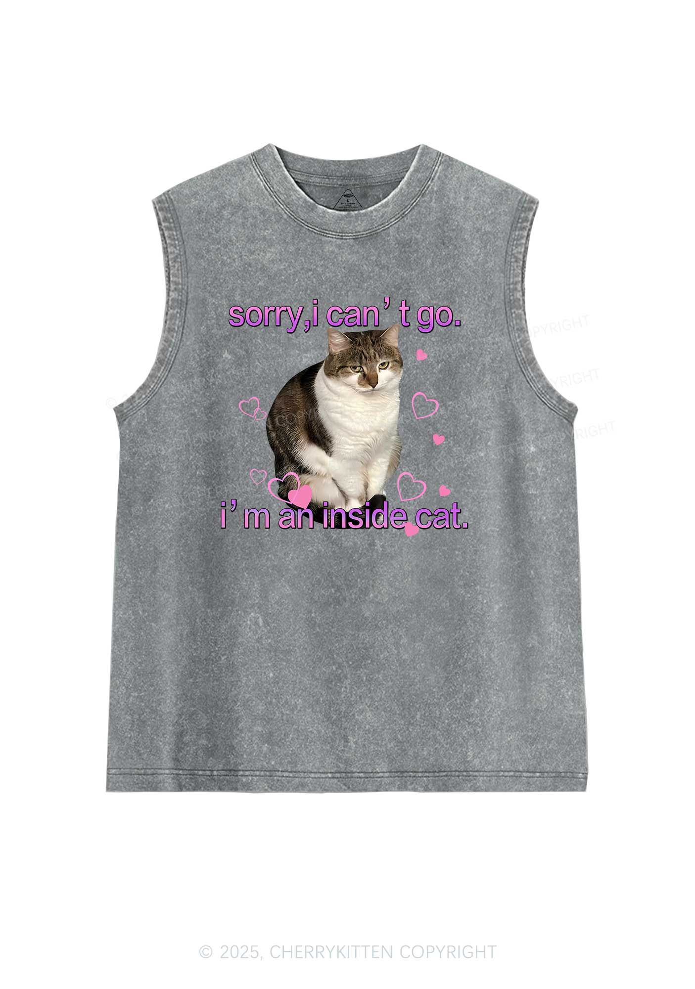 Im An Inside Cat Y2K Washed Tank Cherrykitten