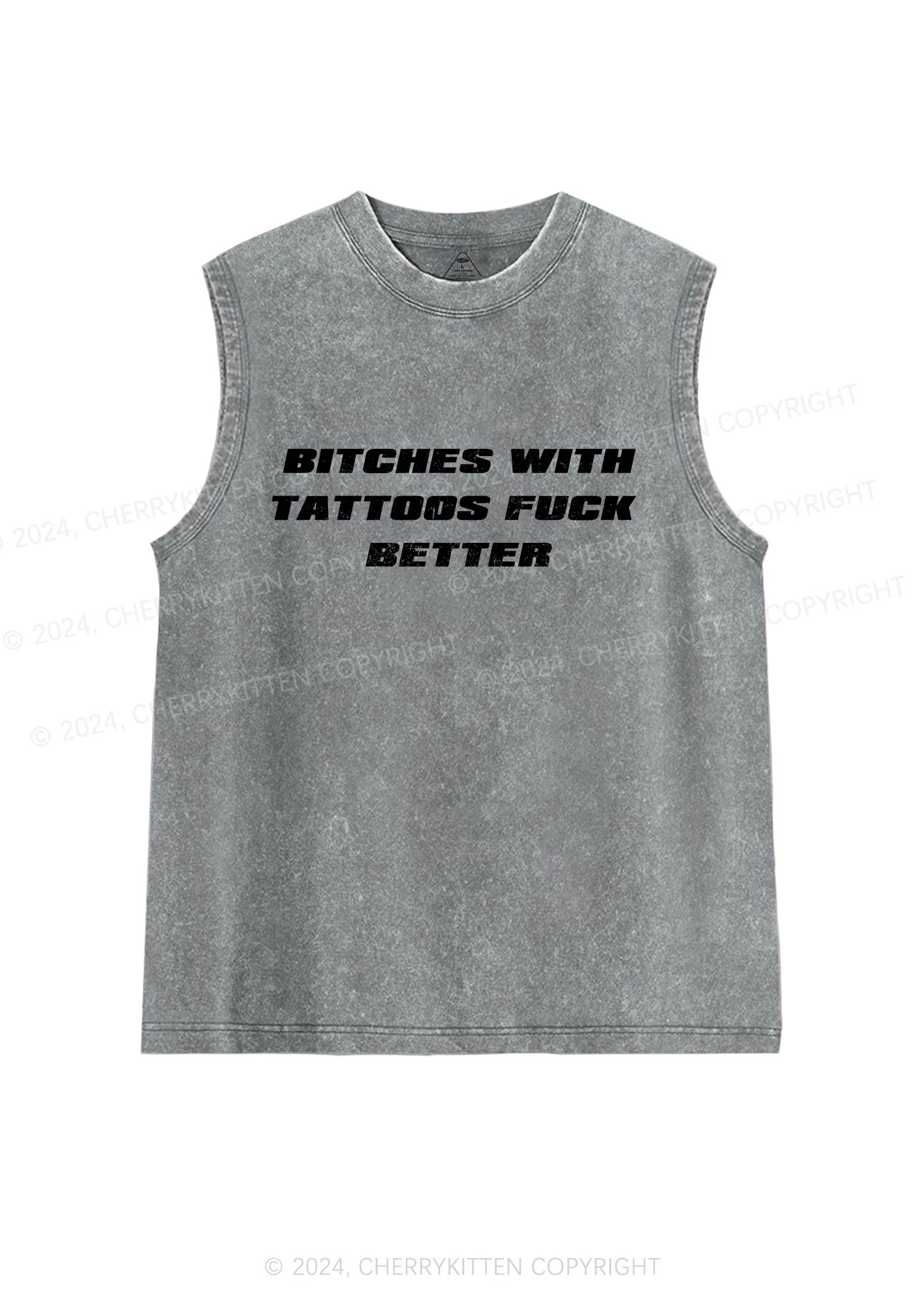 Bxxches With Tattoos Fxxk Better Y2K Washed Tank Cherrykitten