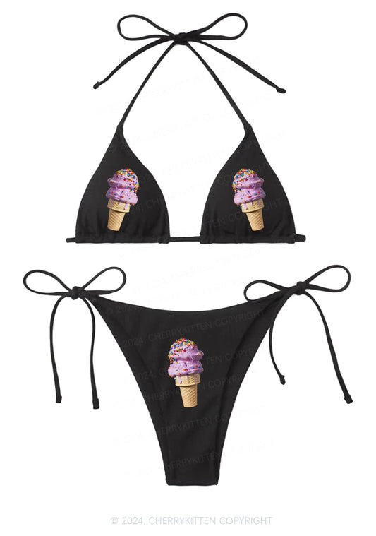 Candy Ice Cream Y2K Halter Triangle Bikini Set Cherrykitten