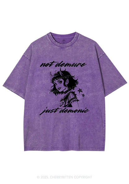 Not Demure Just Demonic Y2K Washed Tee Cherrykitten