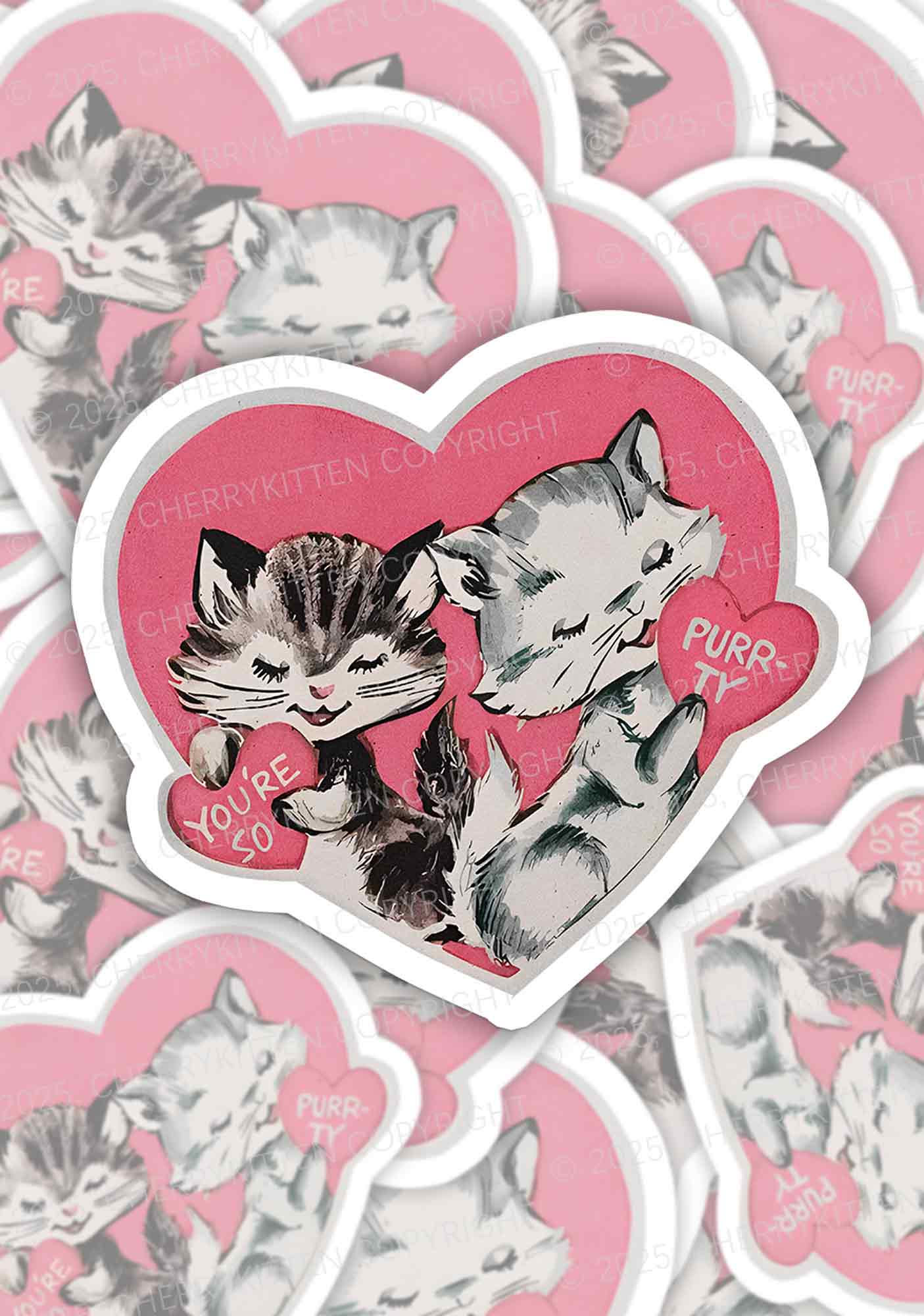 You Are So Purrty 1Pc Y2K Sticker Cherrykitten