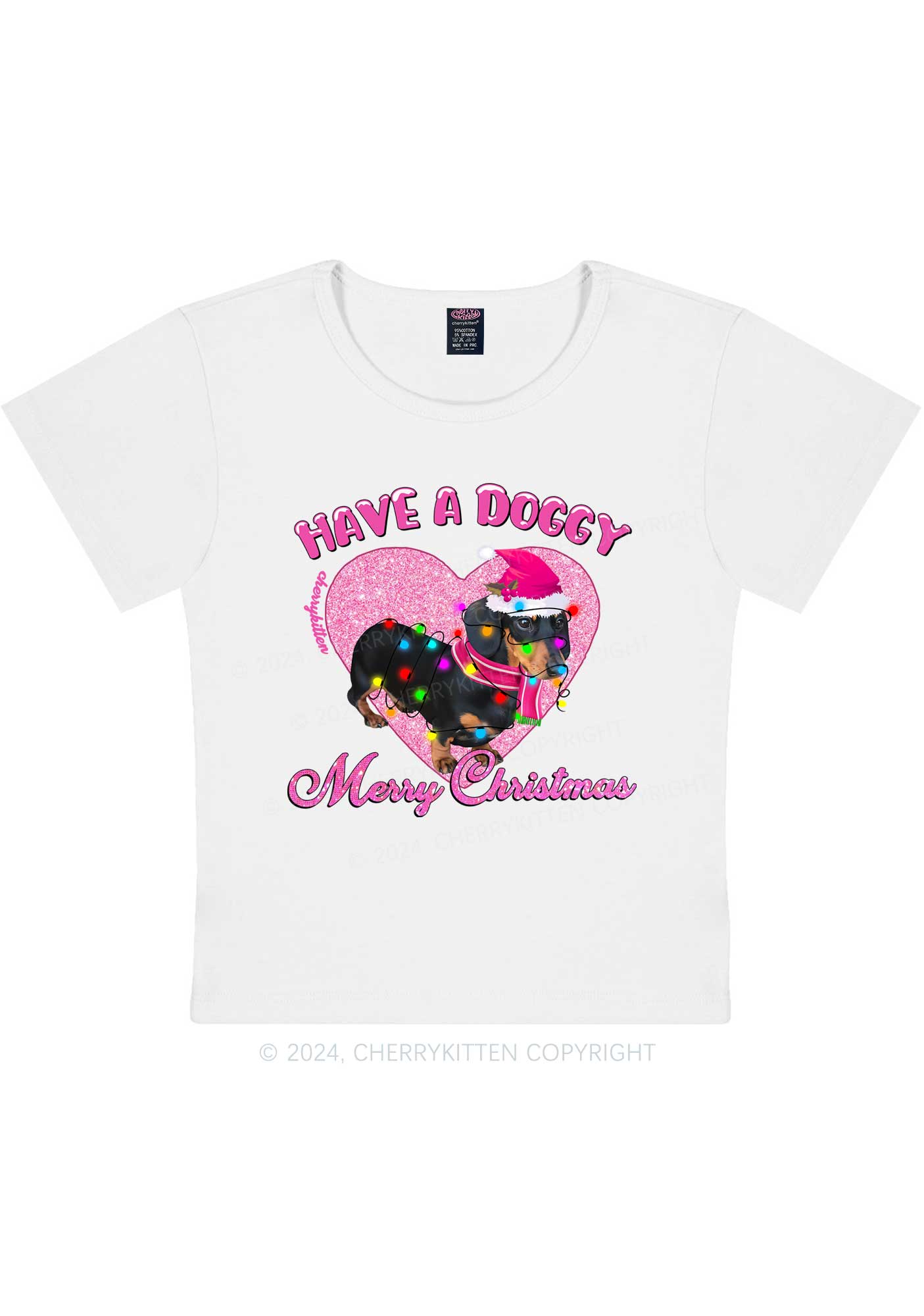 Have A Doggy Christmas Y2K Baby Tee Cherrykitten