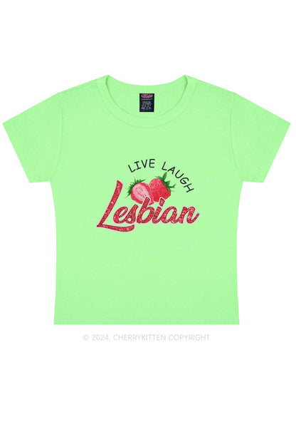 Live Laugh Lesbian Y2K Baby Tee Cherrykitten