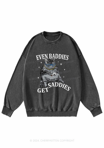 Even Baddies Get Saddies Y2K Washed Sweatshirts Cherrykitten