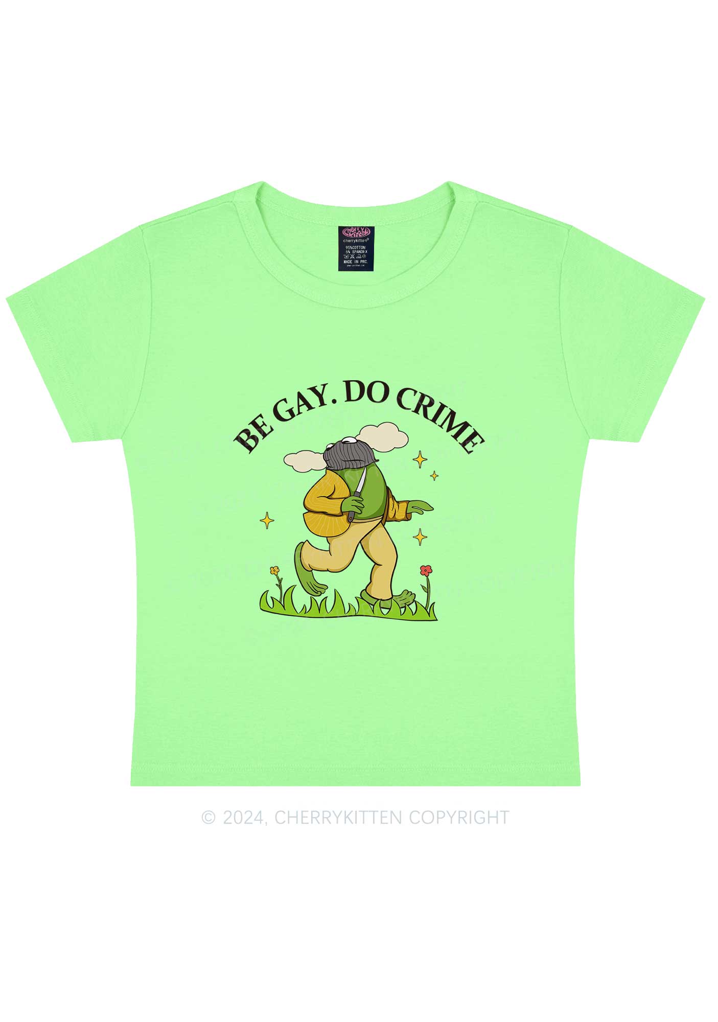 Be Gay Do Crime Frog Y2K Baby Tee Cherrykitten